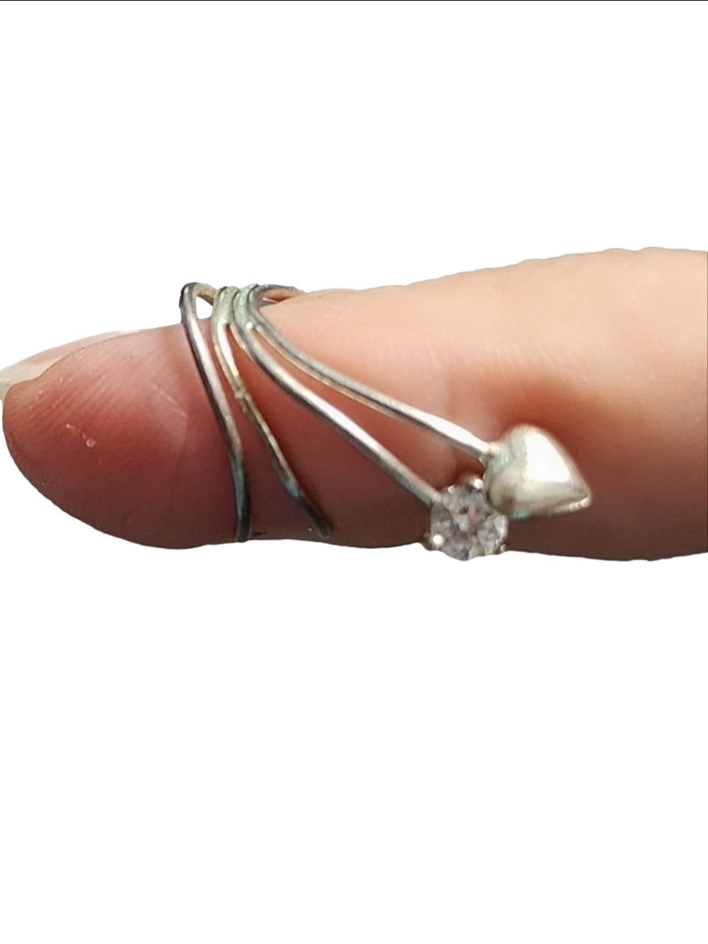 Avon Silver Tone Heart Ear Cuff Rhinestone